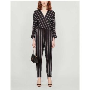 Maje Black and Pink Striped Jumpsuit